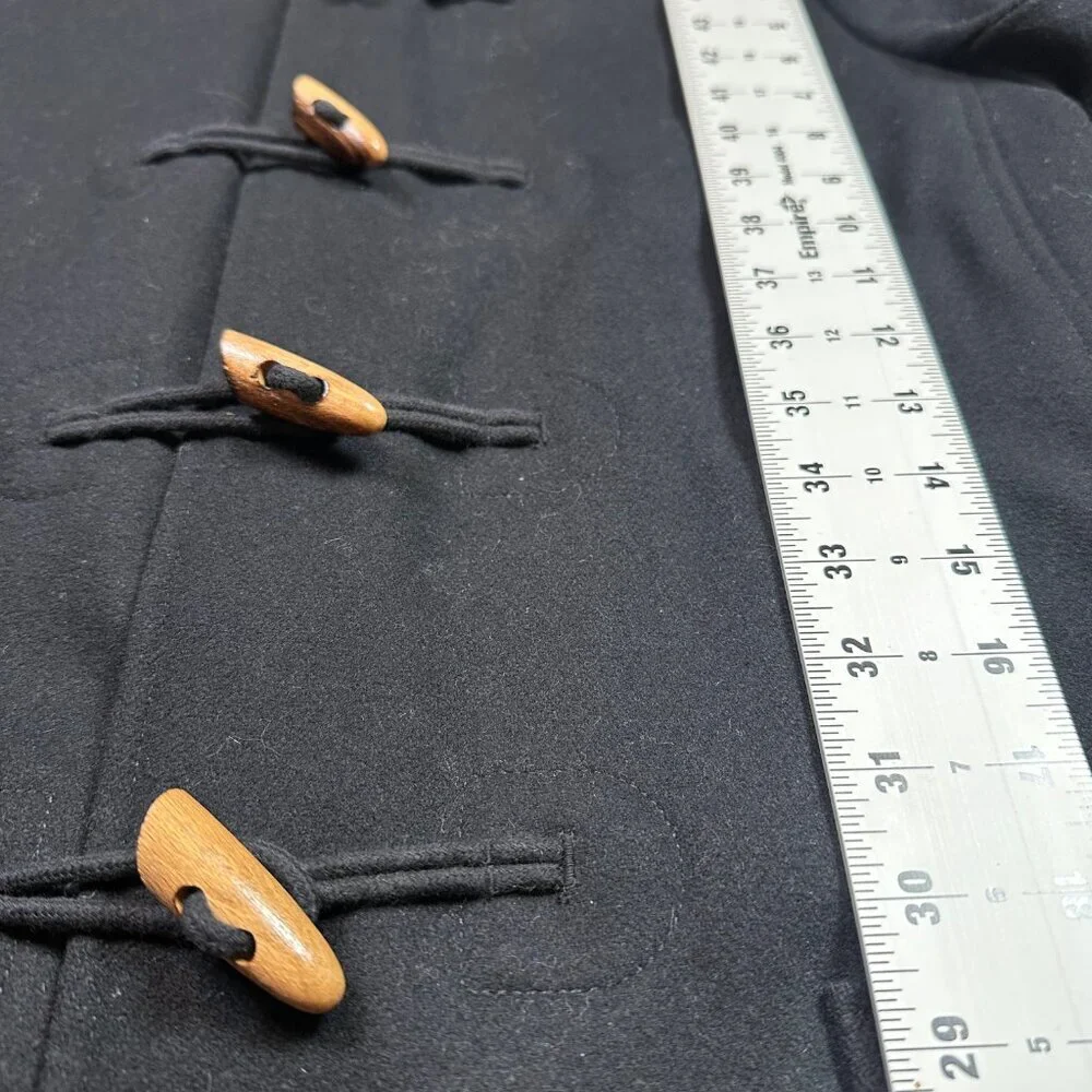J. Crew Toggle Wool Blend Black Cottagecore Hooded Coat Women's Size Small - Picture 4 of 5